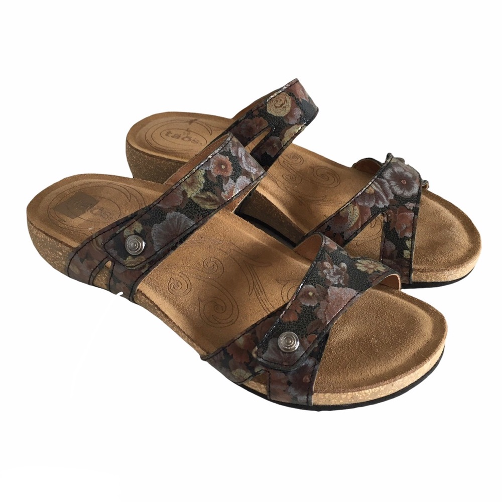 Taos Footwear Floral Multi-Color Leather Slide Sandals
